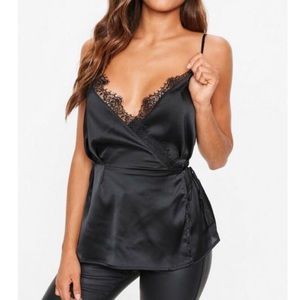 ✨ Missguided Black Satin Wrap Cami Top ✨